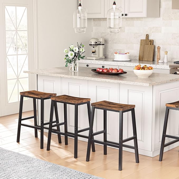 HOOBRO Bar Stools, 23.6 Inch Saddle Stools, Kitchen Counter Seat - Image 2