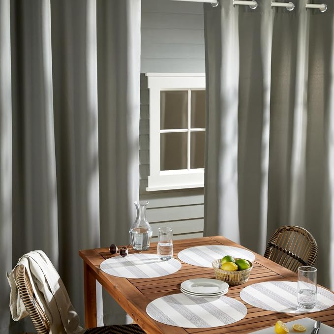 TOWN & COUNTRY BASICS Cabana Solid Heavyweight Indoor Outdoor Curtains - Image 4