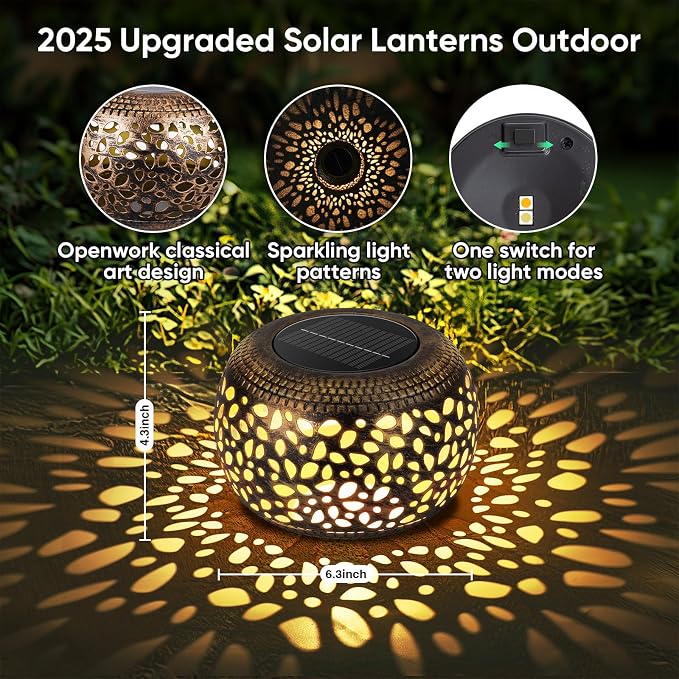 Solar Lantern Outdoor Patio Decor: Solar Lanterns Outdoor Waterproof Hollow Out - Image 4