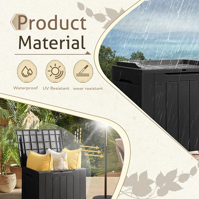 Flamaker 2 Pack Deck Box 31 Gallon Waterproof Resin Storage Box - Image 5