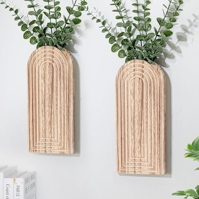 Wooden Wall Planter Vase Set of 2, Boho Hanging Planter by Unknown