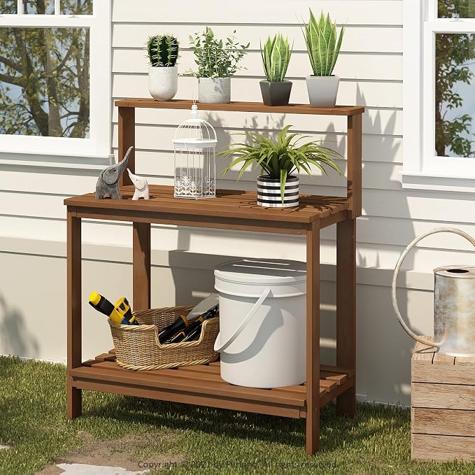 Furinno FG17478 Tioman Outdoor Patio Furniture Hardwood Potting Bench - Image 2
