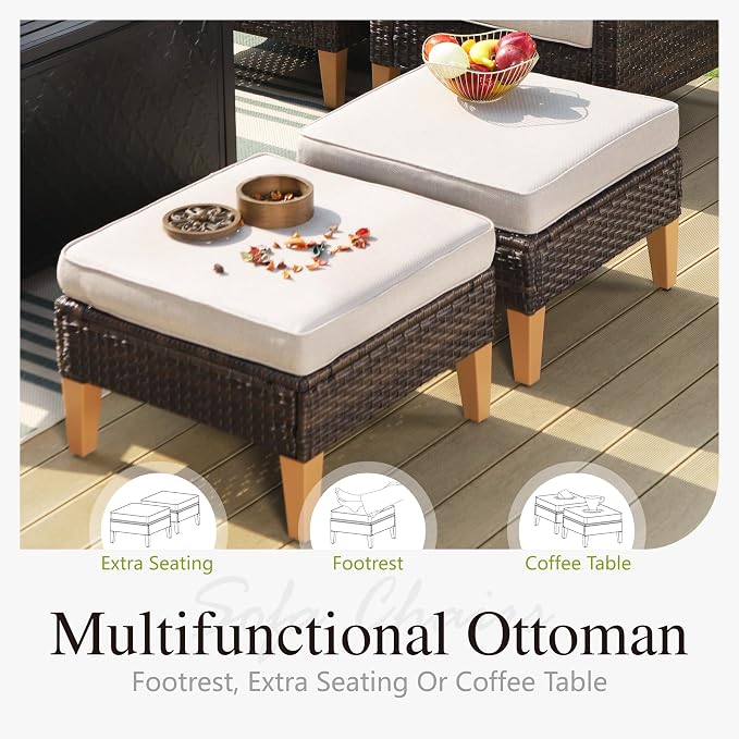 Sophia & William Wicker Patio Furniture Set, Outdoor Rattan Sectional Sofa 7 - Image 7