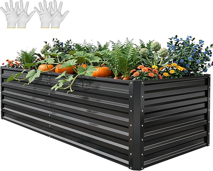 YITAHOME 6x3x2ft Large Raised Garden Bed Kit, Galvanized Metal Planter Box by YITAHOME