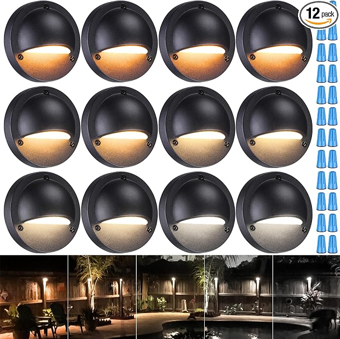 LEONLITE 12-Pack Update 5CCT LED Low Voltage Deck Lights, 180LM 3.74inch by LEONLITE