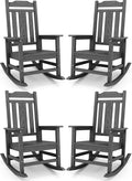 SERWALL Gray Outdoor Rocking Chair Set of 4, All Weather Patio Rocking Chair by SERWALL
