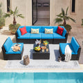 Devoko 7 Pieces Outdoor Sectional Sofa Patio Furniture Sets Manual Weaving by DEVOKO