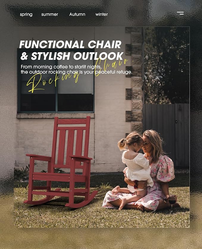 KINGYES Oversized Outdoor Rocking Chair Set of 4, All-Weather Patio Rocking - Image 9