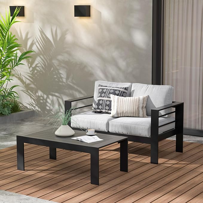 Wisteria Lane Aluminum Outdoor Furniture Patio Coffee Table, All-Weather - Image 3