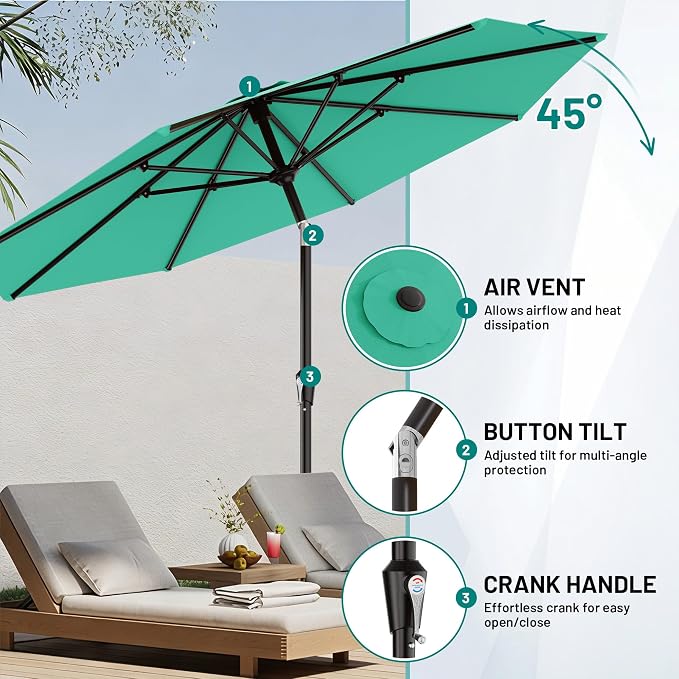 AreShark 9 FT Patio Umbrella for Outdoor, Outdoor Umbrella - Image 5