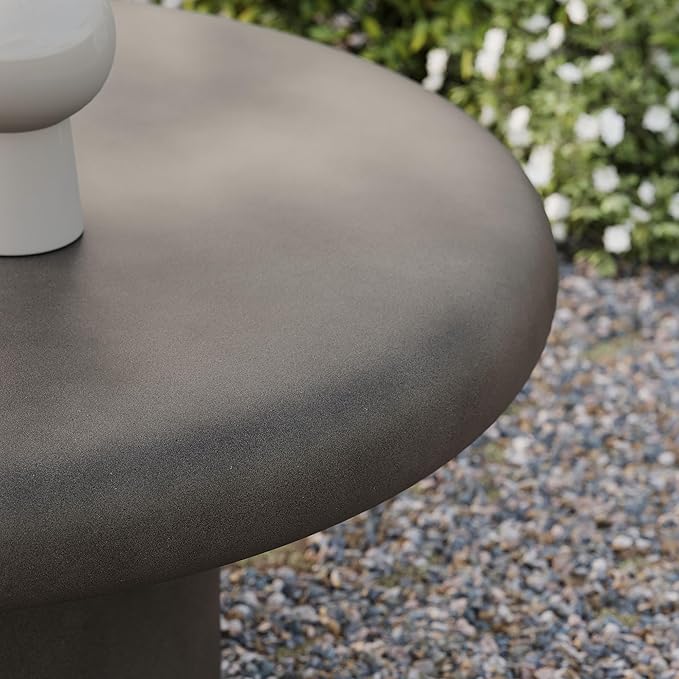Modway Argos Round Concrete Coffee Table in Gray - Image 7
