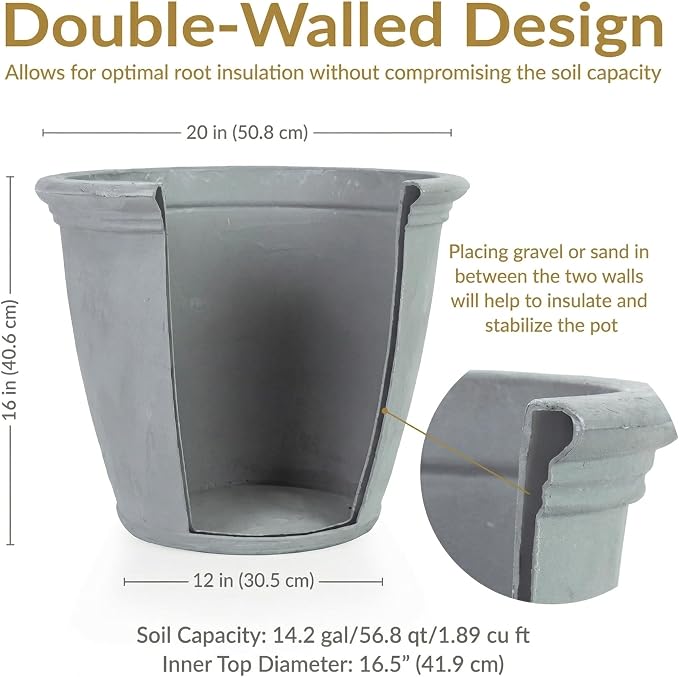 Sunnydaze 20-Inch Anjelica Large Plastic Pot - Image 6