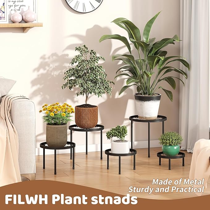 Plant Stand Indoor Outdoor 5 Pack Heavy Duty Metal Stand Multiple Plants - Image 5