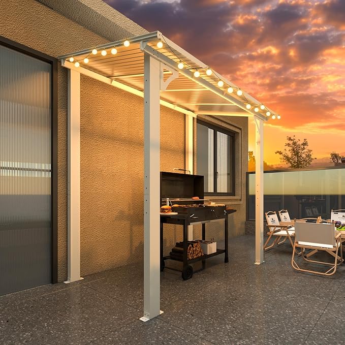 AECOJOY 8' x 5' White Gazebo Outdoor Pergola - Image 3