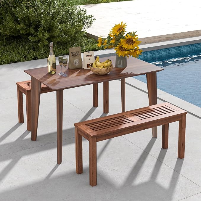 Tangkula Patio Wood Bench, 2-Person Solid Wood Bench - Image 5