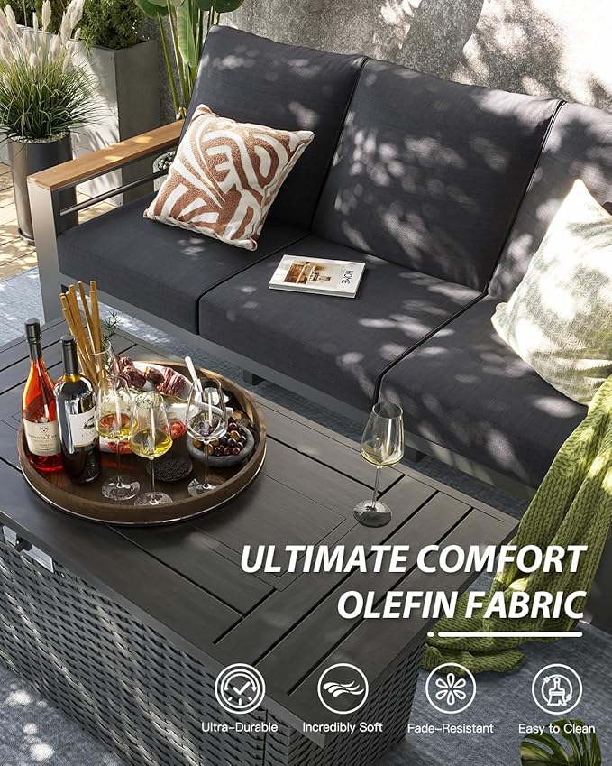 Aoxun Aluminum Outdoor Patio Furniture Set, 2 Seats Outdoor Sectional, Patio - Image 5
