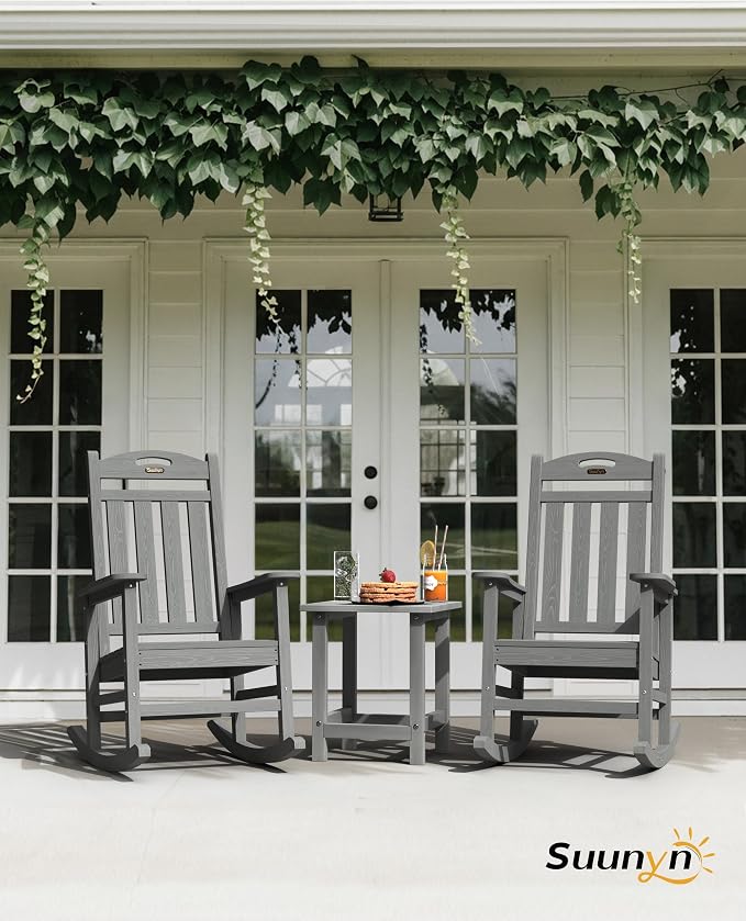 Oversized Rocking Chair Outdoor, High Back Porch Rocker Chair, HDPE All Weather - Image 2