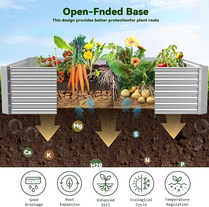 3 Pack 6x3FT Raised Beds for Gardening, Corrugated Galvanized Steel Raised - Image 4