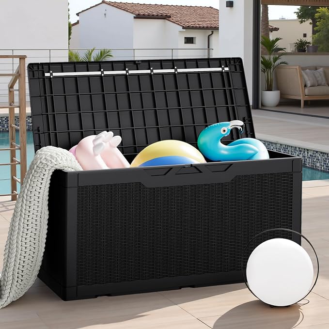JUMMICO 100 Gallon Resin Deck Box, Waterproof Outdoor Storage Box - Image 3