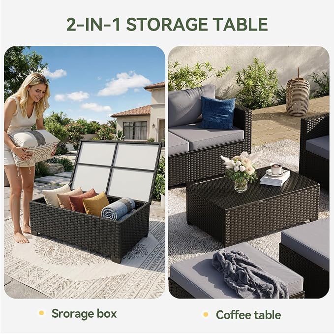 Aoxun 9 Piece Outdoor Patio Furniture Set 8 Seats, Outdoor Sectional - Image 3