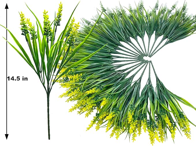 Artificial Plants Outdoor, Lavender Artificial Flowers Plastic Fake Faux - Image 3