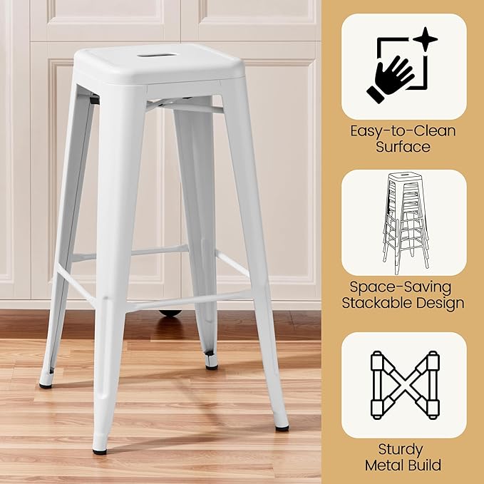 Yaheetech 30 Inch Metal Bar Stools Set of 4, Bar Height Backless Bartools - Image 4