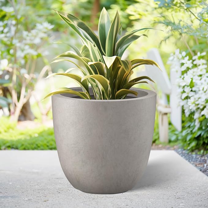 Kante 18 Inch Dia Round Concrete Planter, Indoor Outdoor Large Plant Pot - Image 4