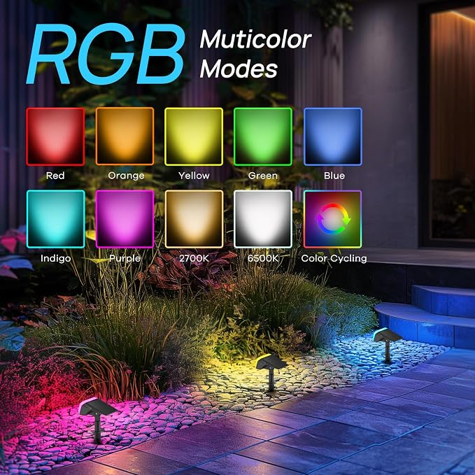 Consciot Solar Spot Lights Outdoor, 30 LED Waterproof Color Changing Solar - Image 4