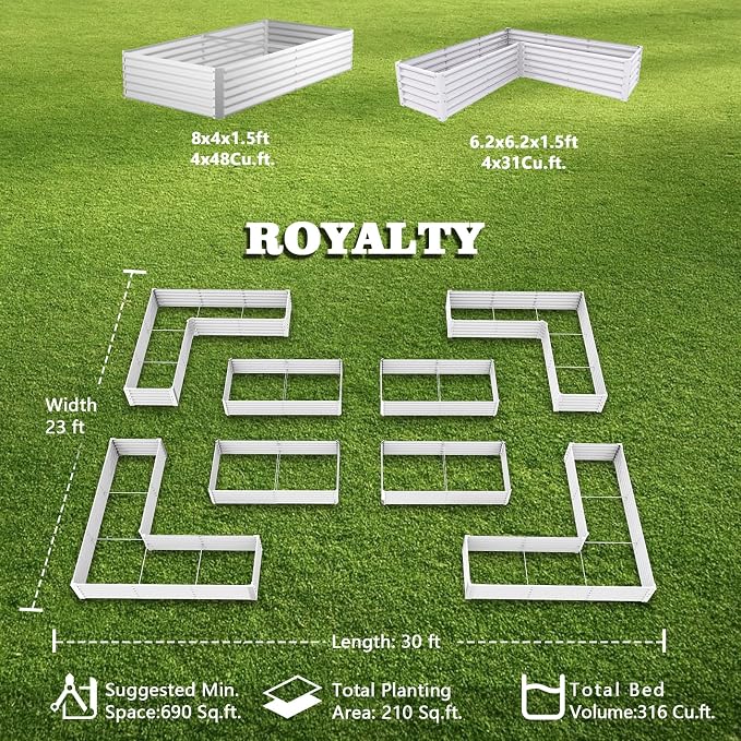 A ANLEOLIFE 8-Pack 8X4X1.5ft & 74x74x18 in Deep Root Galvanized Raised Garden - Image 2