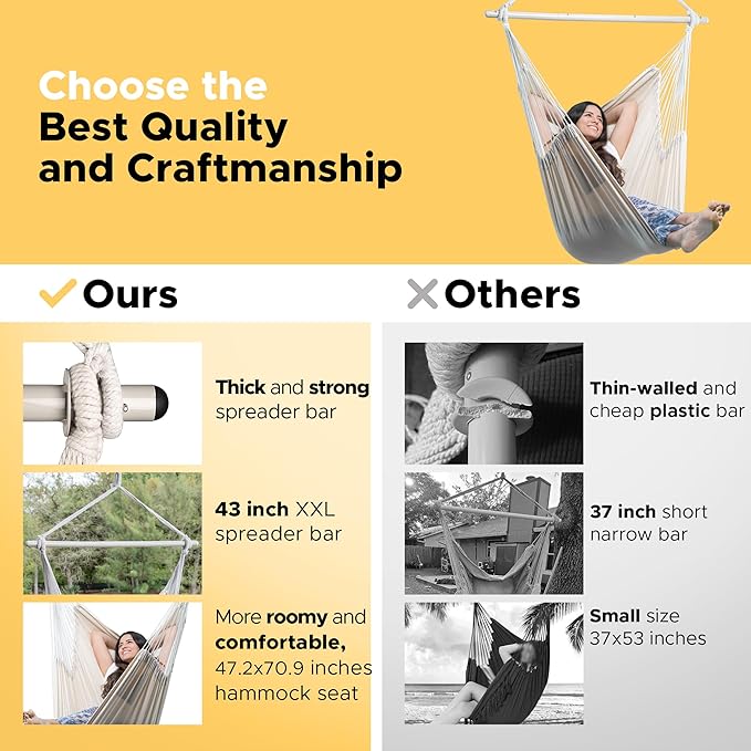 ADVOKAIR Hammock Chair Large 70.9"x47.2", 32% Bigger XXL Hanging Swing Chair - Image 3