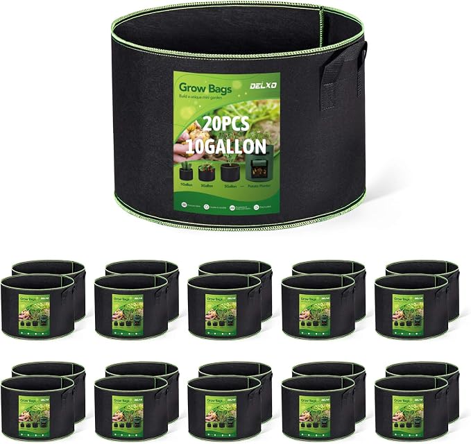 Delxo 20-Pack 10 Gallon Heavy Duty Aeration Thickened Nonwoven Fabric Pots by Delxo