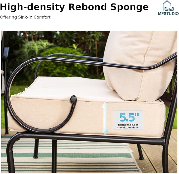 MFSTUDIO 5 Pieces Large Patio Sofa Conversation Set - Image 4
