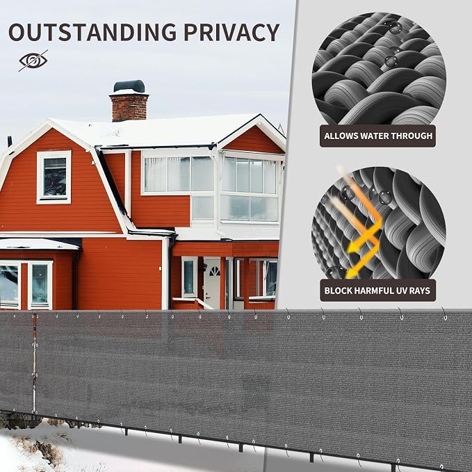 LOVE STORY Custom Size 3.3'x20' Dark Grey Balcony Privacy Screen, UV Block - Image 4
