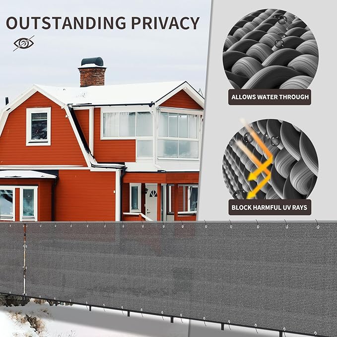 LOVE STORY Custom Size 2'6''x6' Dark Grey Balcony Privacy Screen, UV Block - Image 4