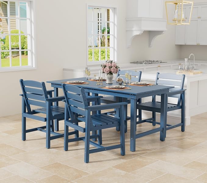 Anbuy Patio HDPE Dining Table Set, 5-Piece Outdoor Dining Table Sets, 2 in 1 - Image 9