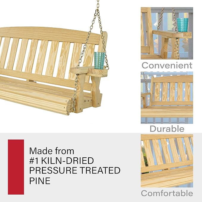 Amish Casual Heavy Duty 800 Lb Mission Treated Porch Swing - Image 5