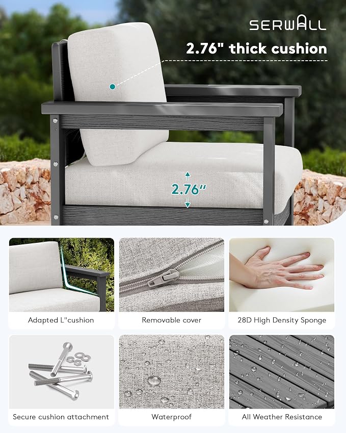 SERWALL 4 Pieces HDPE Outdoor Sofa Set - Image 2