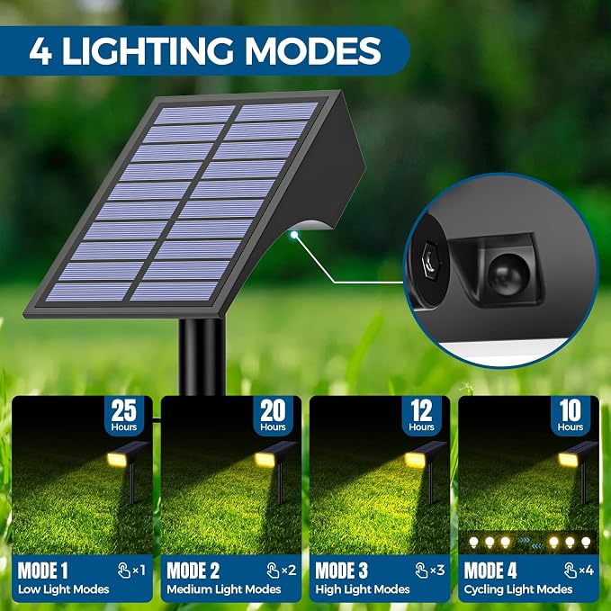 Solar Spot Lights Outdoor, Solar Lights Outdoor Waterproof IP65, 4 Lighting - Image 3