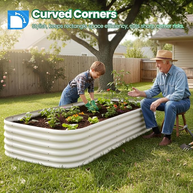 Quictent Raised Garden Bed Kit Oval Galvanized Metal Planter Box Tall - Image 2