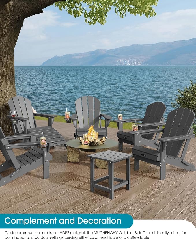 MUCHENGHY Adirondack Outdoor Side Table, 14.7" Patio Side Table Weather - Image 2