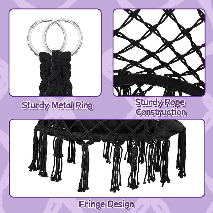 Macrame Hammock Hanging Swinging Chair - Image 4