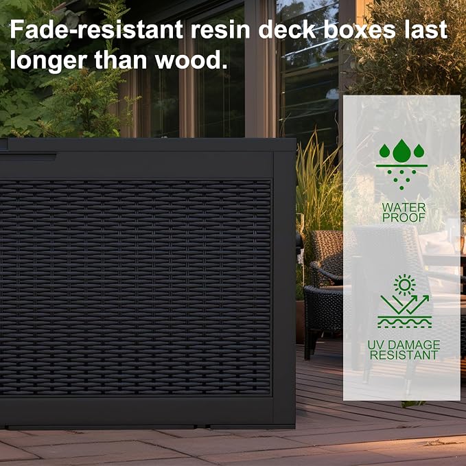 120 Gallon Outdoor Deck Box, Lockable Waterproof Outdoor Storage Boxes - Image 5