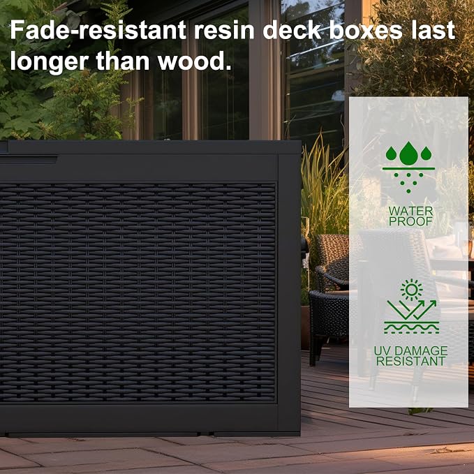 100 Gallon Outdoor Deck Box, Lockable Waterproof Outdoor Storage Boxes - Image 7