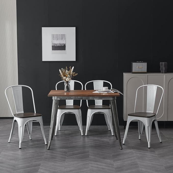 Nazhura Metal Dining Chair Farmhouse Tolix Style - Image 2