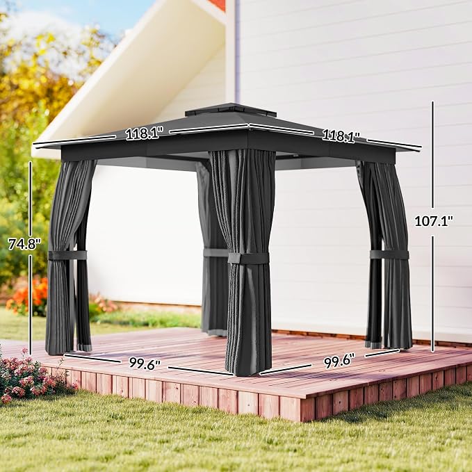 Outsunny 10' x 10' Outdoor Patio Gazebo, Heavy Duty Gazebo Canopy Shelter - Image 7