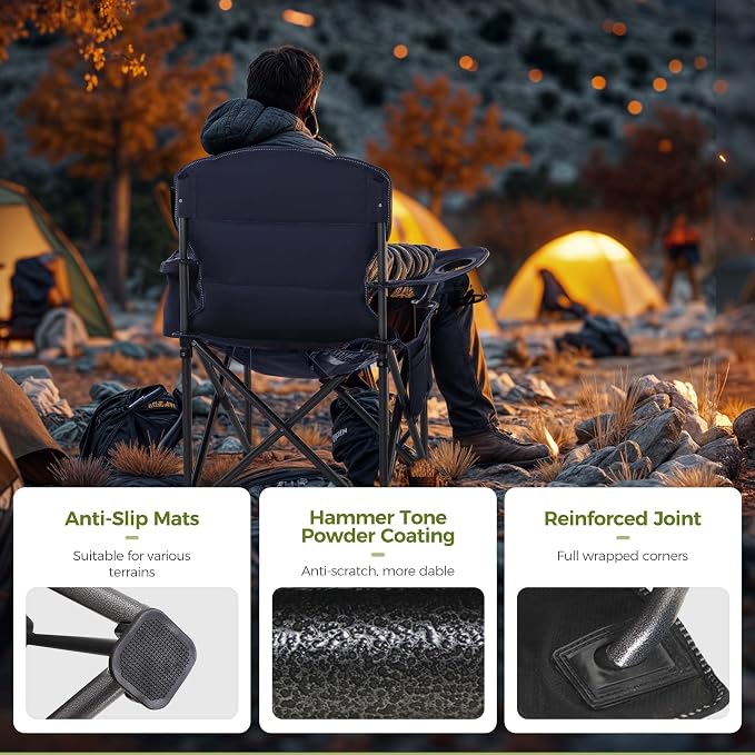 ALPHA CAMP Heavy Duty Camping Chair 500LBS Capacity, Oversized Folding Chair - Image 8