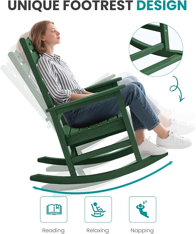 SERWALL Outdoor Rocking Chair, Oversized Rocking Chair - Image 7