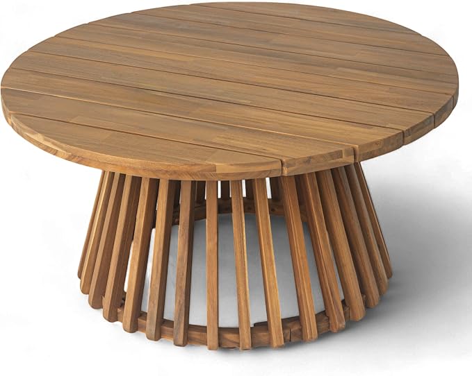 Merax Outdoor Acacia Wood Conversation Set, 3-Seat Loveseat Sofa w/Coushion and - Image 3