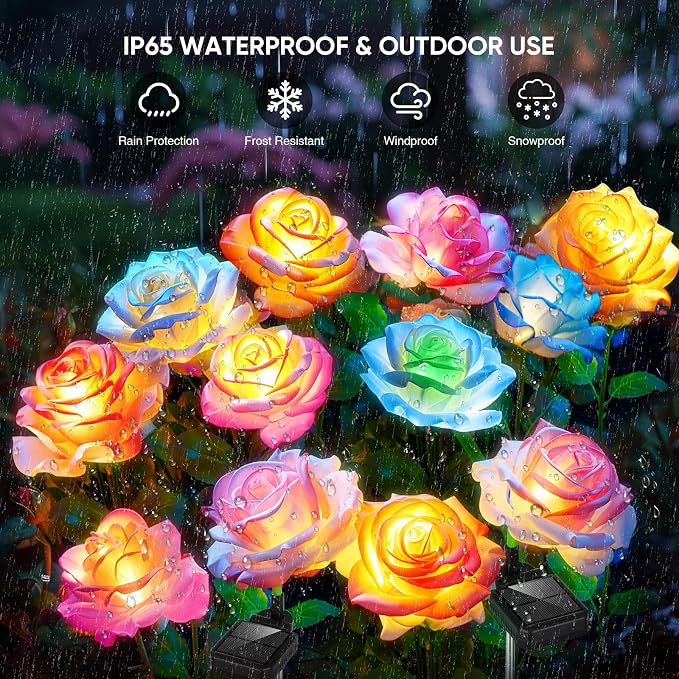 6-Pack Solar Flowers Outdoor Waterproof - Image 4