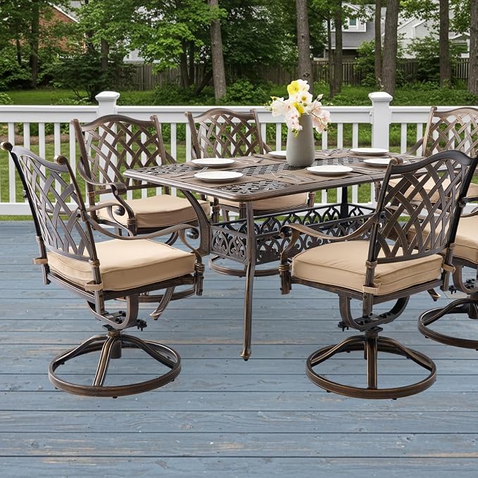 7-Piece Cast Aluminum Patio Furniture, Patio Dining Set - Image 2